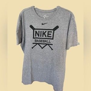 Vintage Nike Swoosh‎ Baseball Shirt Mens Size XL Gray Cotton
